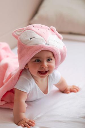 Imagem de Manta Cobertor Bebê com Capuz Bichinhos Flannel Camesa