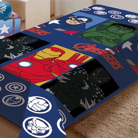 Imagem de Manta Cobertor Infantil Marvel Vingadores Avengers Hulk Homem de Ferro Pantera Negra Capitão América