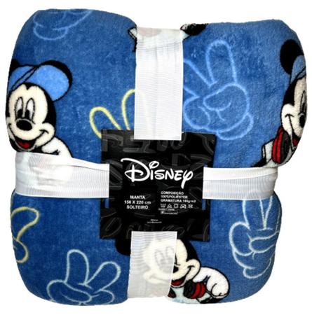 Imagem de Manta Cobertor Infantil Para Cama De Solteiro Inverno - Estampa Boneco Menino Personagem Mickey Mouse Moderno - Azul - Disney