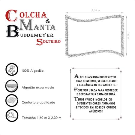 Imagem de Manta Colcha Buddemeyer Solteiro In Desing 1,60m X 2,30m Xale Peseira Para Sofa Mais Vendido