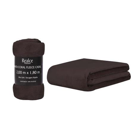 Imagem de Manta Coral Fleece Casal Microfibra Lisa 170g Chocolate