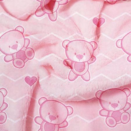 Imagem de Manta De Bebe Cobertor Confort Baby De Microfibra Hazime Sofy Ursinho Rosa Menina Saida Maternidade