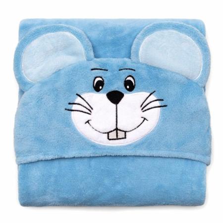 Manta de Capuz Bouton Microfibra Infantil Ratinho Azul - Buettner Imagem de Manta de Capuz Bouton Microfibra Infantil Ratinho Azul