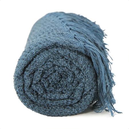 Manta Decorativa para Sofa Chenille Azul Petroleo 1 9x1 3m Wood