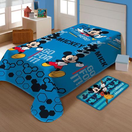 Imagem de Manta Disney Soft Solteiro 1,50 x 2,00m Mickey Fun Jolitex - AZUL