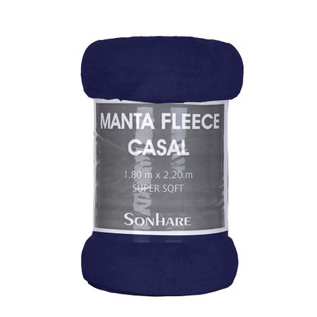 Imagem de Manta Fleece Casal Microfibra Lisa 200g Marinho Sultan