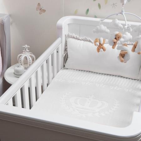 Imagem de Manta Infantil Bebê Berço Enxoval Bebe Menino Menina Branco 1.10m Jolitex Colibri Branco