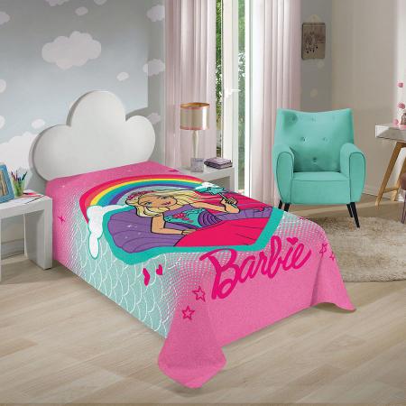 Imagem de Manta Infantil Fleece Solteiro Barbie Reinos Mágicos 1,50 x 2,20 m Lepper