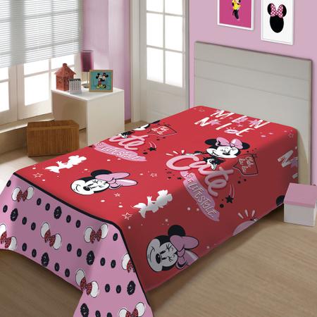 Imagem de Manta Jolitex Fun Solteiro Disney Minnie 1,50x2,00m Vermelha