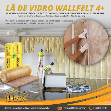 Manta Lã de Vidro Wallfelt 4+ esp. 50mm c/ 15m2 (Rolo) - Isover Imagem de Manta Lã de Vidro Wallfelt 4+ esp. 50mm c/ 15m2 (Rolo)