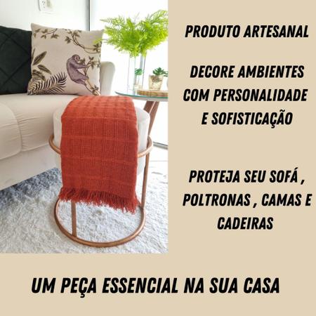Imagem de Manta para Sofá Decorativa Terracota Algodão Tear Mineiro 130x180cm