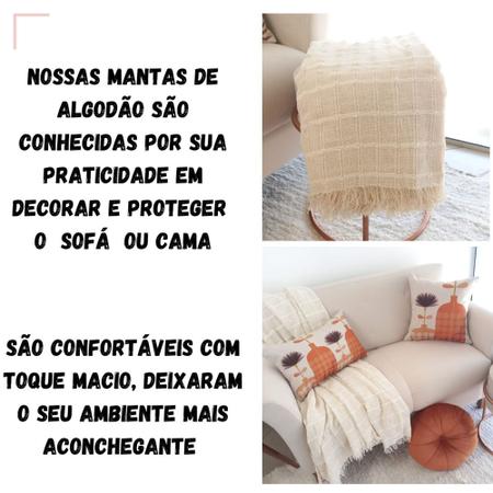 Imagem de Manta para Sofá e Cama Decorativa Algodão Tela Mineira Luxuosa 1,40x2,00 M