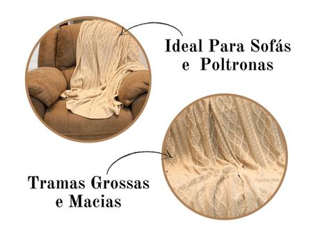 Imagem de Manta Para Sofá, Poltrona Em Tricot Tramas Grossas Grande 1,30m X 1,50