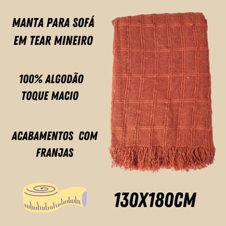 Imagem de MAnta Peseira Xale Terracota Decorativo Algodão Tela Minera 130x180cm