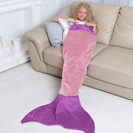 Manta Saco de Dormir Bouton Infantil Microfibra Sereia Lilás Rosa Imagem de Manta Saco de Dormir Bouton Infantil Microfibra Sereia Lilás Rosa
