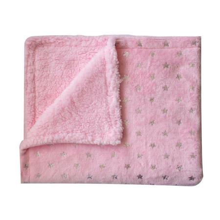 Imagem de Manta Sherpa Flannel Estrelinhas 75X100 Rosa