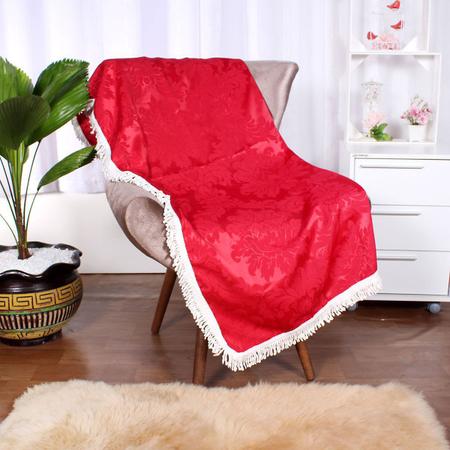 Manta Sofá Decorativo Vermelho Jacquard 1,50m x 1,50m com Franja - Moda Casa Enxovais Imagem de Manta Sofá Decorativo Vermelho Jacquard 1,50m x 1,50m com Franja