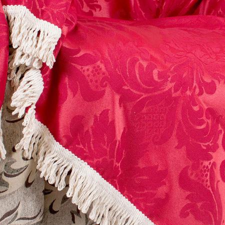 Manta Sofá Decorativo Vermelho Jacquard 1,50m x 1,50m com Franja - Moda Casa Enxovais Imagem de Manta Sofá Decorativo Vermelho Jacquard 1,50m x 1,50m com Franja