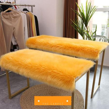 Imagem de Manta Xale de Pelúcia Pelo Alto Amarelo Para Sofá/Cadeira Decoração Youtubers 1,00x80cm