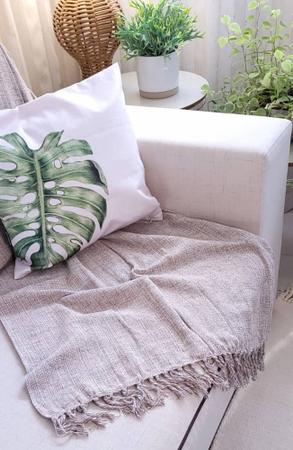 Imagem de Manta Xale para sofá / cama 1,5x2,2m AREIA tear artesanal decorativa protetora