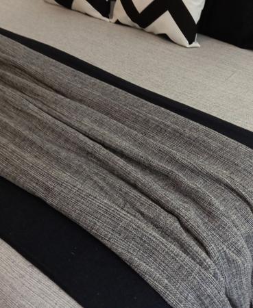 Imagem de Manta Xale para sofá / cama 1,5x2,2m PRETO MESCLADO tear artesanal decorativa protetora