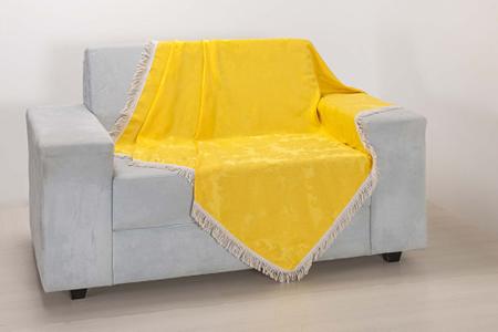 Imagem de Manta Xale Para Sofá Decorativo Amarelo 1,50mx1,50m