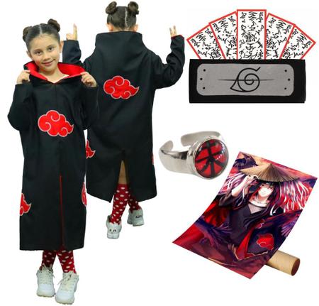 Kit Akatsuki Capa + Bandana + Anel Hidan Aldeia Vila Oculta das Fontes  Termais Renegado Anime Naruto