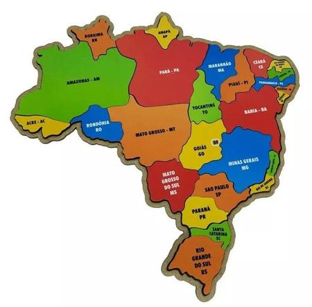 Mapa Brasil Educativo Quebra cabeça Pedagógico grand 50x53cm