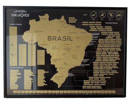 Imagem de Mapa do Brasil de raspar 88x66 cm  Unlocked  Moldura + Vidro
