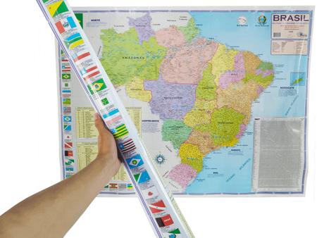 Imagem de Mapa do Brasil Político Rodoviário e Estatístico Edição Atualizada Marcação Divisão Entre Estados 120x90 cm