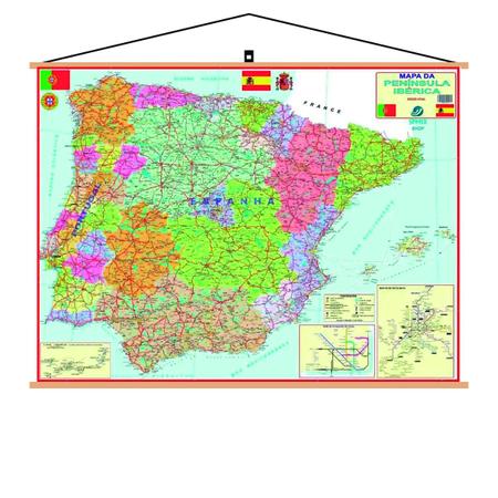 Imagem de Mapa Portugal Espanha Península Ibérica Banner Laminado