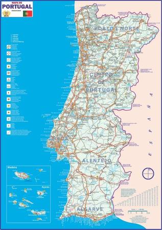 Mapa Portugal Politico Turístico Banner Com Cordinha - SPM - Mapas -  Magazine Luiza