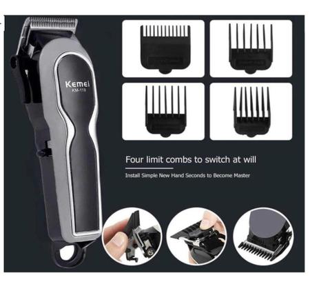 Imagem de Maquina Cortar Cabelo Profissional Kemei 0119 + Kemei 032 Cortar Barba