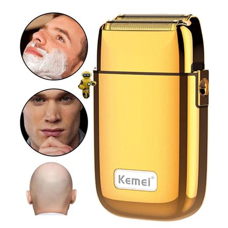 Imagem de Maquina de Barbear Shaver 0mm Recarregável Kemei kM TX1 Gold