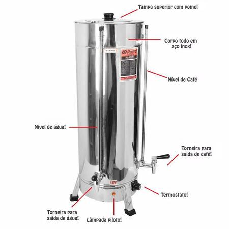 Imagem de Máquina De Café Elétrica Redonda Aço Inox 8 Litros Record