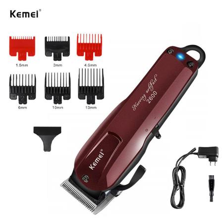 Maquina De Corta Cabelo Kemei Km 2600 Cordless Sem Fio Aparador
