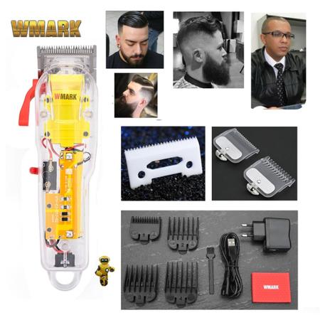 Imagem de Maquina De Corta Cabelo Profissional Wmark NG-108 Digital Transparente