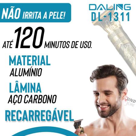 Maquina Acabamento Corta Cabelo Barba Desenho Dragão Sem Fio