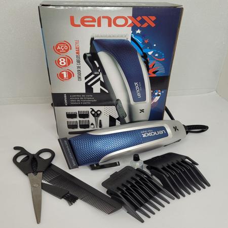 Imagem de Maquina De Cortar Cabelo Lenoxx Pro Inox 9w Cortador Regulagem 8 Acessórios Maxx Aparador Acabamento New Pelos Nariz