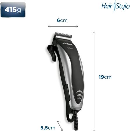 Imagem de Máquina de Cortar Cabelo Mondial Hair Stylo - CR-02 4 Pentes de Corte 220V