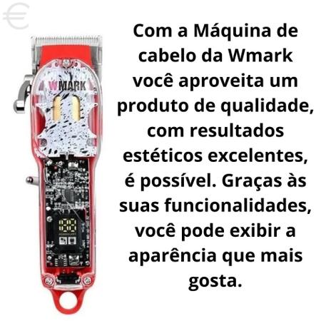 Imagem de Maquina De Cortar Cabelo Wmark Ng-409 Lamina Vazada Com Capa