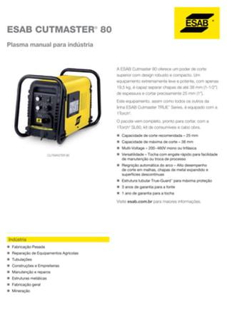 Imagem de Máquina De Corte Plasma Cutmaster 80 - ESAB - 730952