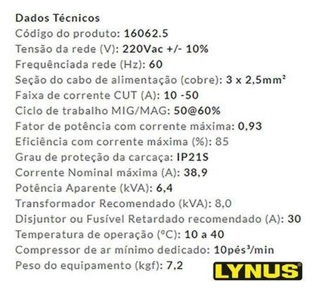 Imagem de Máquina De Corte Plasma Lynus Lcut50 220v