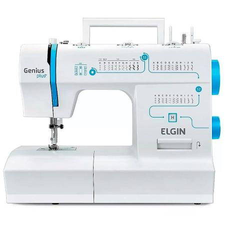 Imagem de Máquina de Costura Elgin Genius Plus JX 4035 31 Pontos 220V Branca/Azul