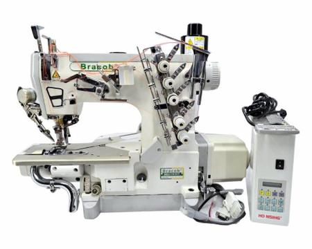 Imagem de Máquina de Costura Galoneira Industrial c/ Direct Drive, 3 Agulhas, 5 Fios, AT/EUT, Cilindrica, Corte de Linha, Refilador, 5000rpm, BC60035
