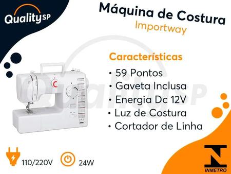 Imagem de Máquina de Costura Importway IWMC-509 Semi Profissional 59 Pontos com Luz Bivolt