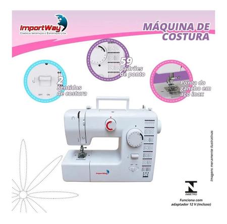 Imagem de Máquina de Costura Importway IWMC-509 Semi Profissional 59 Pontos com Luz Bivolt