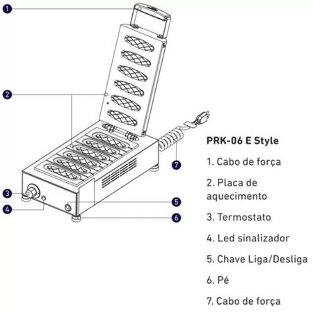 Imagem de Máquina de Crepe Suiço Palito Elétrica Progás PRK-06 Style 6 Cavidades 220V P29002