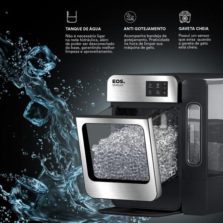 Imagem de Máquina de Gelo 18Kg EOS Ice Cristal Drink com Wi-Fi EMG03IS 110V