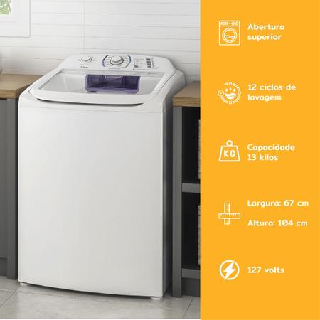 Imagem de Máquina de Lavar 13kg Electrolux Turbo Economia, Silenciosa com Jet&Clean e Filtro Fiapos  LAC13 - 127V